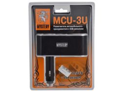 Разветвитель 3 гнезда MYSTERY MCU-3U.USB поворотный /385187/