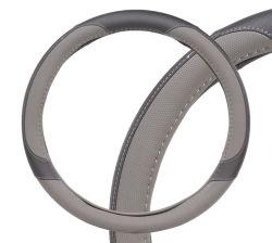 Оплетка на руль из кожи, эластичный обод, М (38 см.), цвет серый LECAR 000125208 /1401218